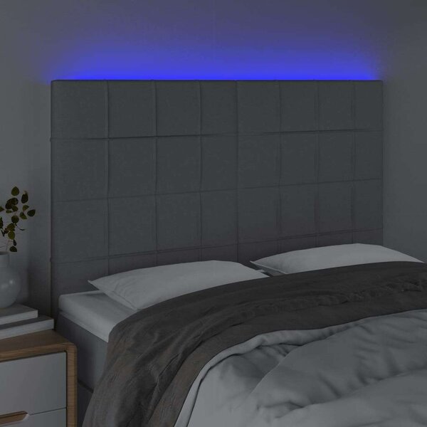 VidaXL világosszürke szövet LED-es fejtámla 144x5x118/128 cm