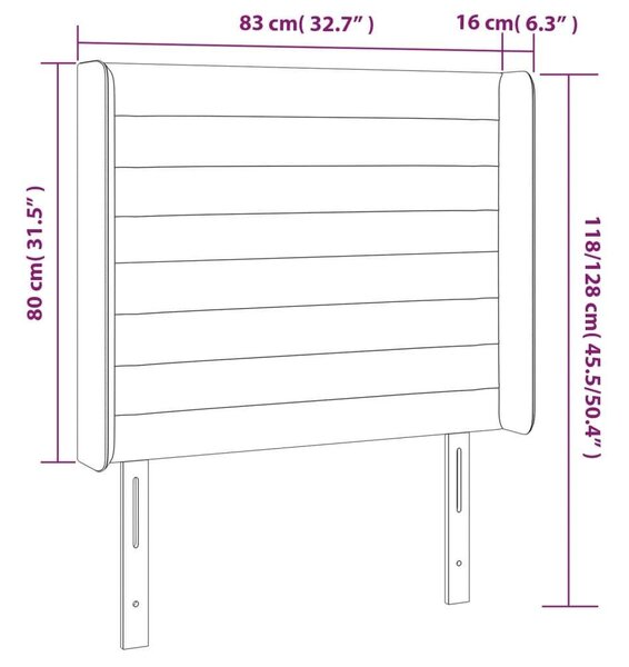 VidaXL sötétkék bársony LED-es fejtámla 83x16x118/128 cm