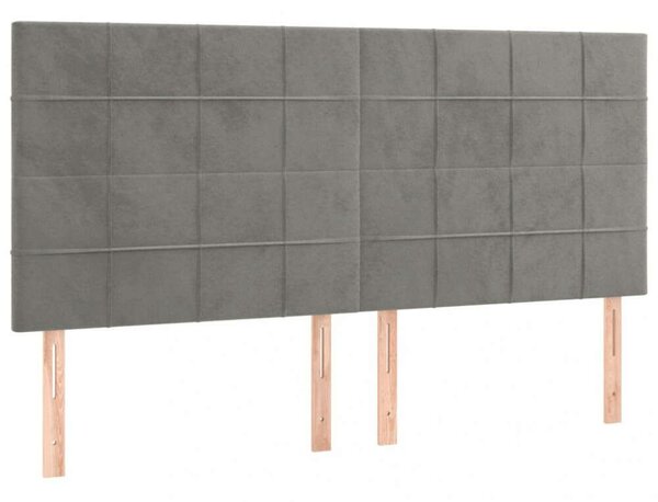 VidaXL Bársony Ágyfejtámla - 4 db - Világosszürke - 90x5x78/88cm