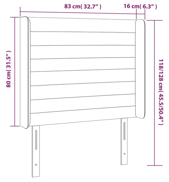 VidaXL LED Ágyfejtámla - Szövet - Sötétszürke - 83x16x118/128cm