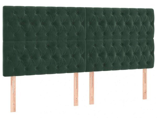 VidaXL sötétzöld bársony LED-es fejtámla 180x7x118/128 cm