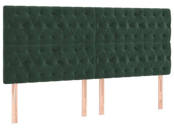 VidaXL sötétzöld bársony LED-es fejtámla 180x7x118/128 cm