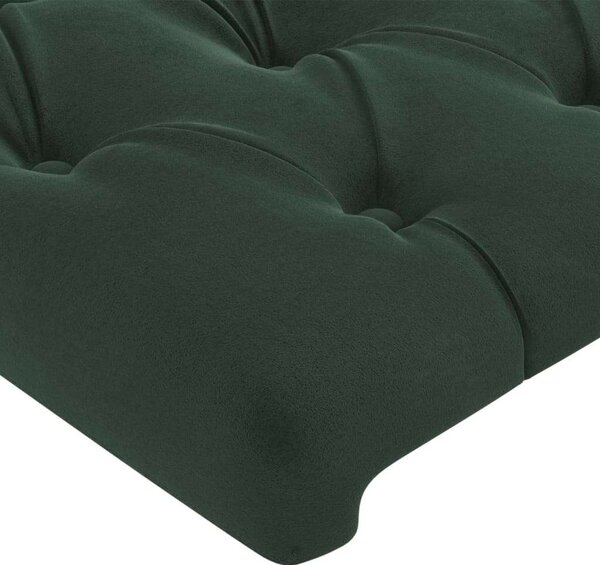 VidaXL sötétzöld bársony LED-es fejtámla 163 x 16 x 78/88 cm