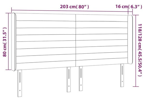 VidaXL Bársony Ágyfejtámla - Sötétszürke - 203cm