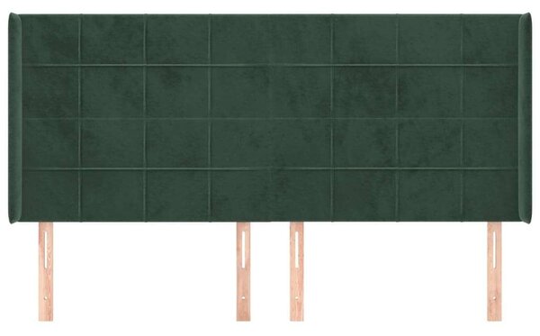 VidaXL zöld bársony fejtámla szárnyakkal 183x16x118/128 cm