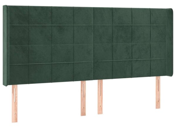 VidaXL zöld bársony fejtámla szárnyakkal 183x16x118/128 cm