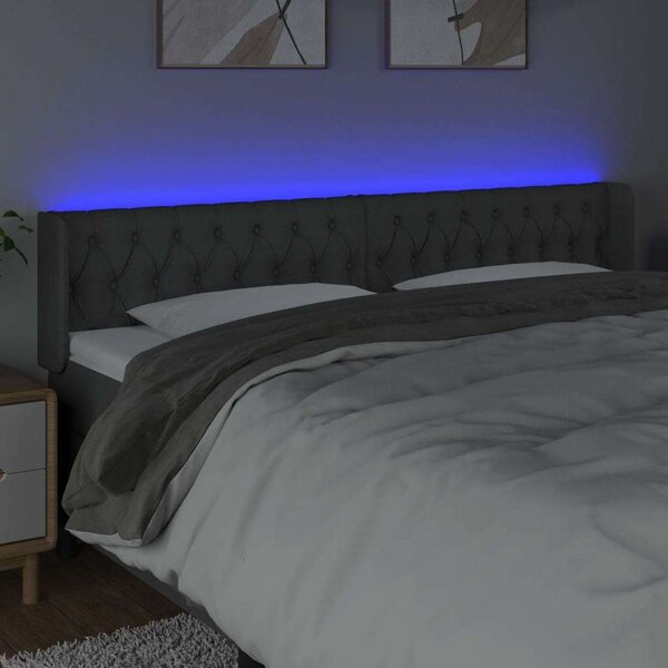 VidaXL LED-es Ágyfejtámla - Sötétszürke Szövet - 183cm