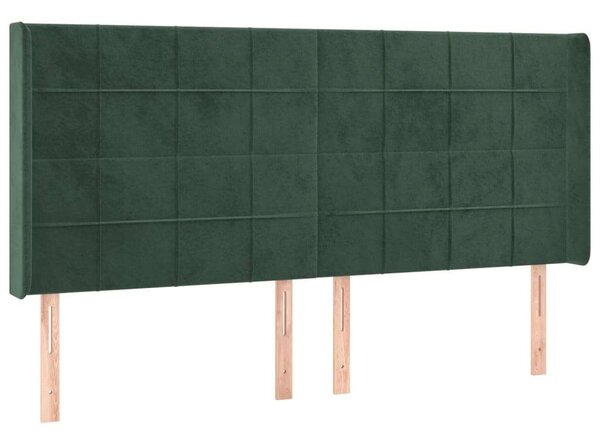 VidaXL zöld bársony fejtámla szárnyakkal 183x16x118/128 cm