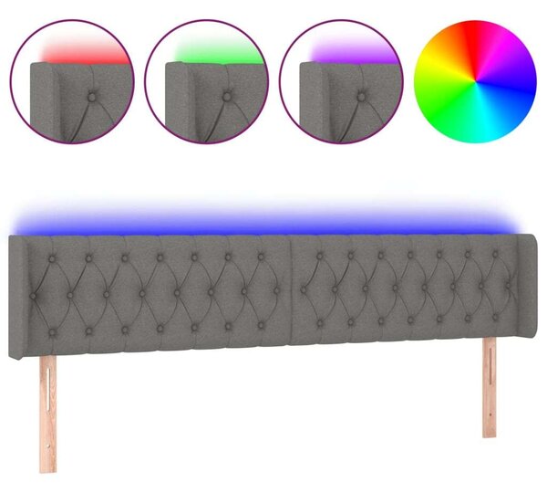 VidaXL LED-es Ágyfejtámla - Sötétszürke Szövet - 183cm