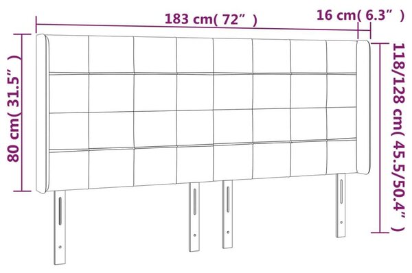 VidaXL Rózsaszín Bársony Ágytámlá - LED Világítással - 183x16x118/128 cm