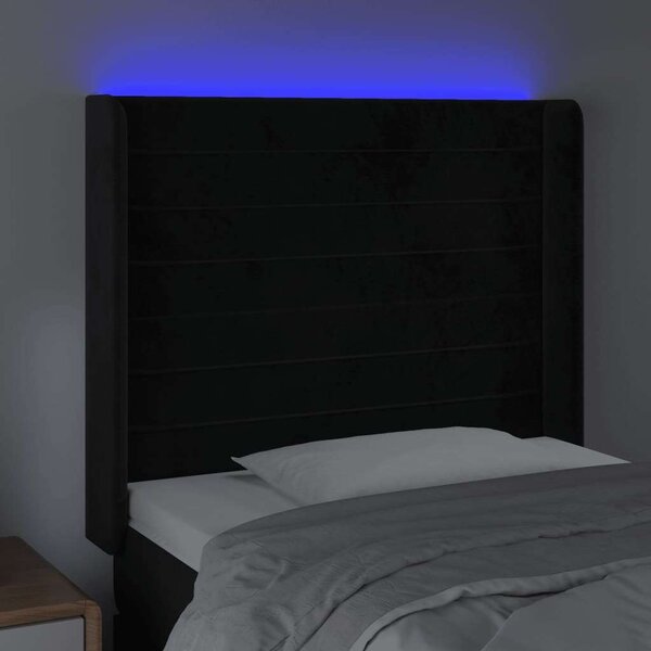 VidaXL fekete bársony LED-es fejtámla 83x16x118/128 cm