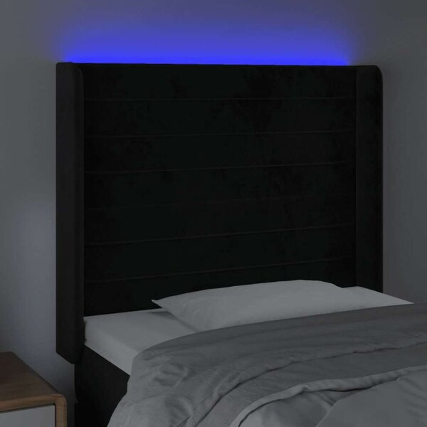 VidaXL fekete bársony LED-es fejtámla 83x16x118/128 cm