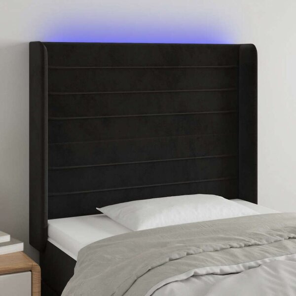 VidaXL fekete bársony LED-es fejtámla 83x16x118/128 cm