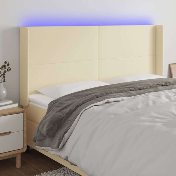 VidaXL krémszínű műbőr LED-es fejtámla 163x16x118/128 cm
