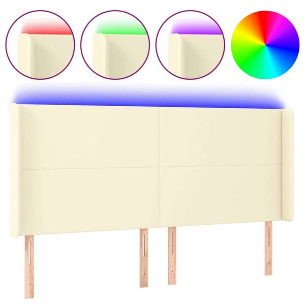 VidaXL krémszínű műbőr LED-es fejtámla 163x16x118/128 cm
