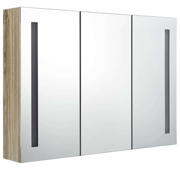 VidaXL Fürdőszobaszekrény - Tölgy - LED - 89x14x62 cm