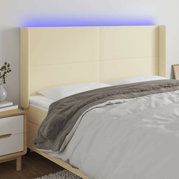 VidaXL krémszínű műbőr LED-es fejtámla 163x16x118/128 cm