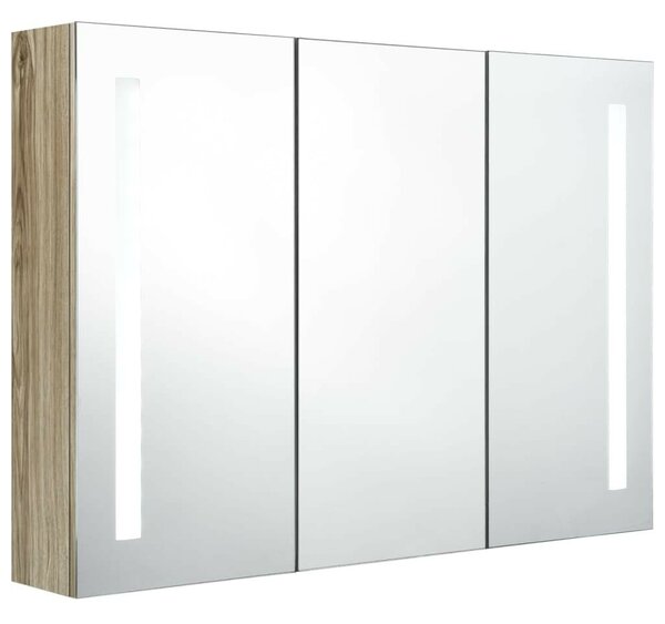 VidaXL Fürdőszobaszekrény - Tölgy - LED - 89x14x62 cm