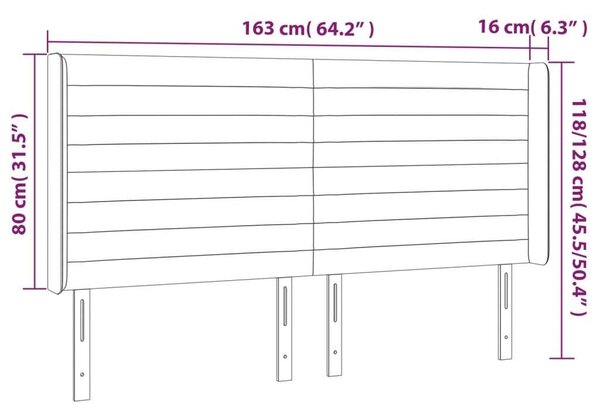 VidaXL sötétszürke bársony LED-es fejtámla 163x16x118/128 cm