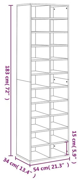 VidaXL Cipőtartó - 22 Rekeszes - 54x34x183 cm