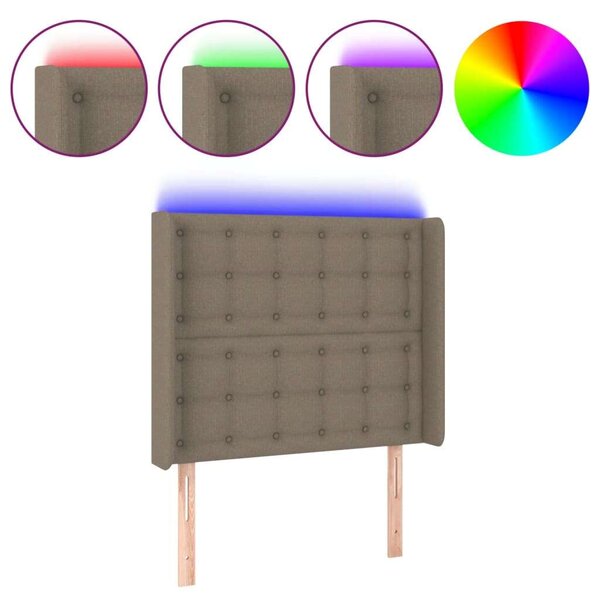 VidaXL tópszínű szövet LED-es fejtámla 103x16x118/128 cm
