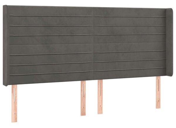VidaXL sötétszürke bársony LED-es fejtámla 163x16x118/128 cm
