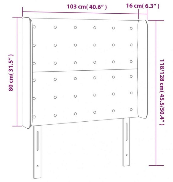 VidaXL tópszínű szövet LED-es fejtámla 103x16x118/128 cm