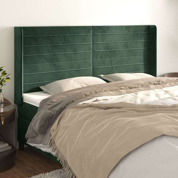 VidaXL Bársony Fejtámla - Zöld - 163x16x118/128 cm