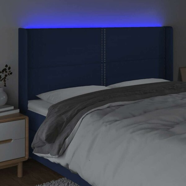 VidaXL kék szövet LED-es fejtámla 183x16x118/128 cm