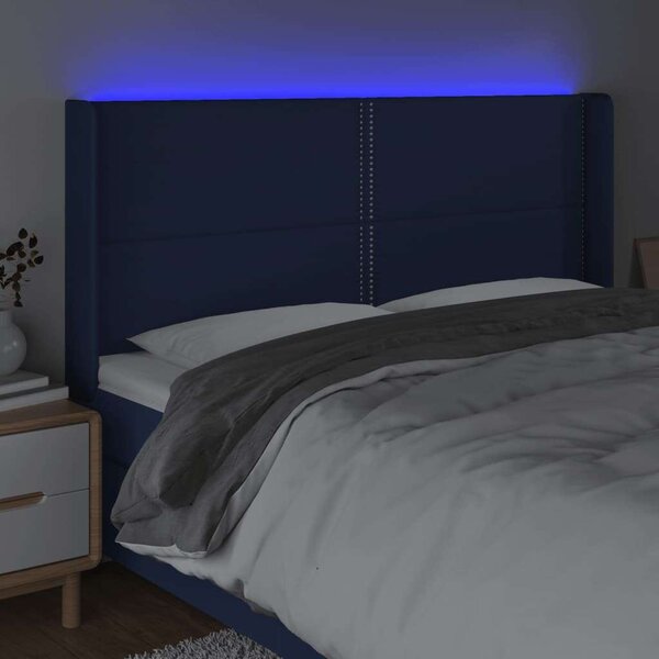 VidaXL kék szövet LED-es fejtámla 183x16x118/128 cm