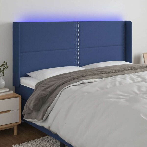 VidaXL kék szövet LED-es fejtámla 183x16x118/128 cm