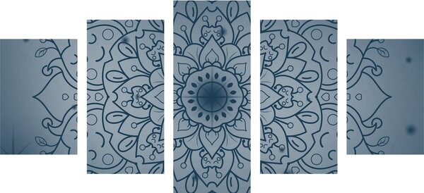 5 részes kép sötét kék Mandala virág