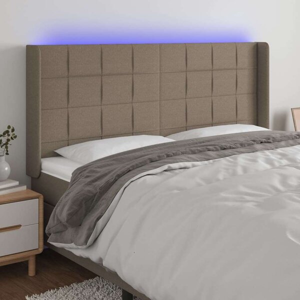 VidaXL tópszínű szövet LED-es fejtámla 203x16x118/128 cm