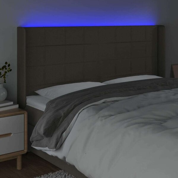 VidaXL tópszínű szövet LED-es fejtámla 203x16x118/128 cm