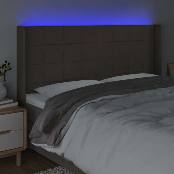 VidaXL tópszínű szövet LED-es fejtámla 203x16x118/128 cm