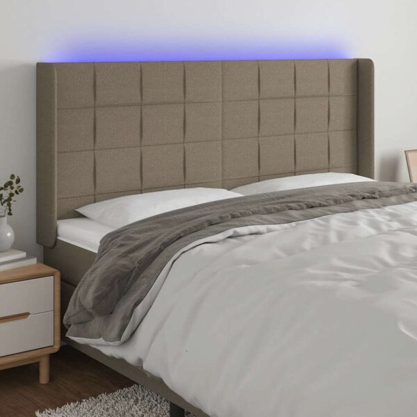 VidaXL tópszínű szövet LED-es fejtámla 203x16x118/128 cm