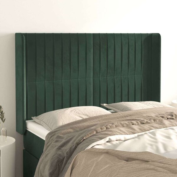 VidaXL Bársony Fejtámla - Zöld - 147x118/128cm