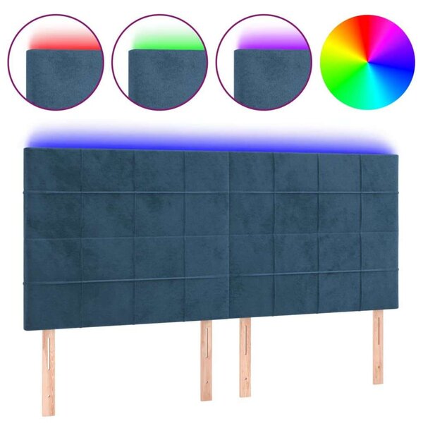 VidaXL sötétkék bársony LED-es fejtámla 180x5x118/128 cm