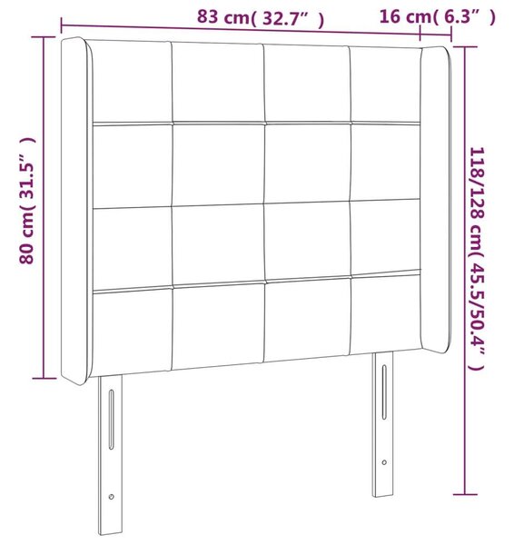 VidaXL sötétkék bársony LED-es fejtámla 83x16x118/128 cm