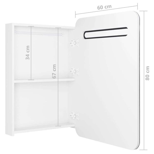 VidaXL fényes fehér LED-es tükrös fürdőszobaszekrény 60 x 11 x 80 cm