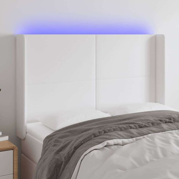 VidaXL LED-es Fejtámla - Fehér Műbőr - 147x16x118/128 cm