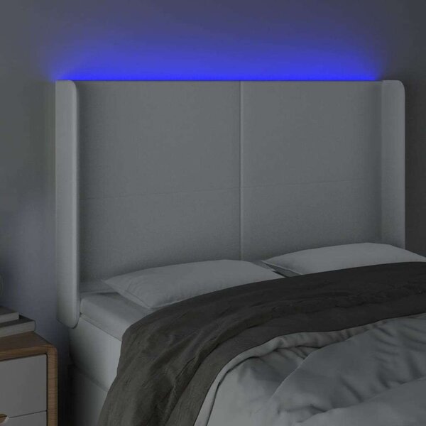 VidaXL LED-es Fejtámla - Fehér Műbőr - 147x16x118/128 cm