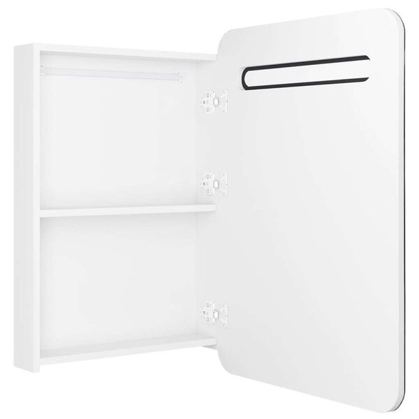 VidaXL fényes fehér LED-es tükrös fürdőszobaszekrény 60 x 11 x 80 cm