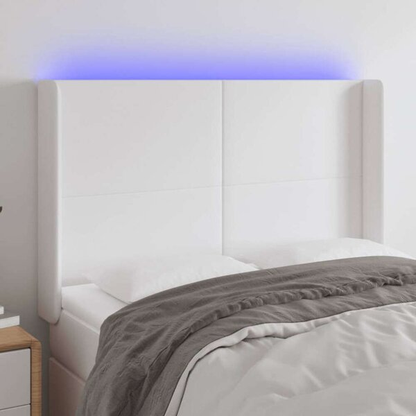 VidaXL LED-es Fejtámla - Fehér Műbőr - 147x16x118/128 cm