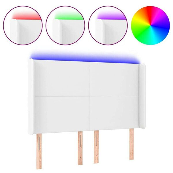 VidaXL LED-es Fejtámla - Fehér Műbőr - 147x16x118/128 cm