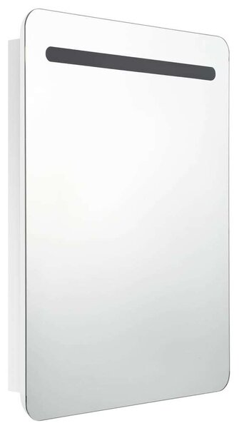 VidaXL fényes fehér LED-es tükrös fürdőszobaszekrény 60 x 11 x 80 cm
