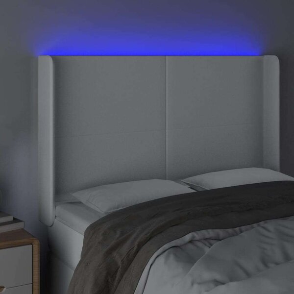 VidaXL LED-es Fejtámla - Fehér Műbőr - 147x16x118/128 cm