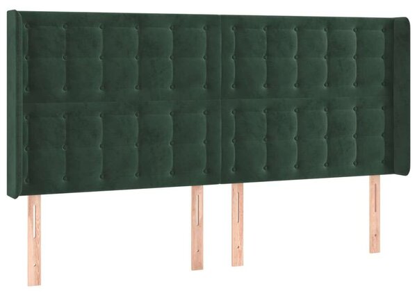 VidaXL sötétzöld bársony LED-es fejtámla 163x16x118/128 cm