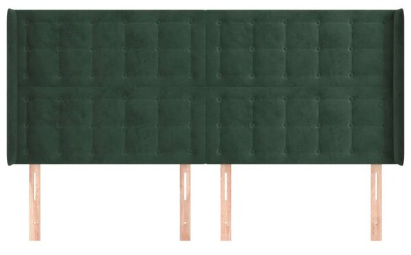 VidaXL zöld bársony fejtámla szárnyakkal 163x16x118/128 cm