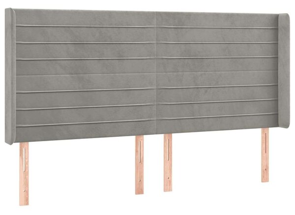 VidaXL világosszürke bársony LED-es fejtámla 203x16x118/128 cm